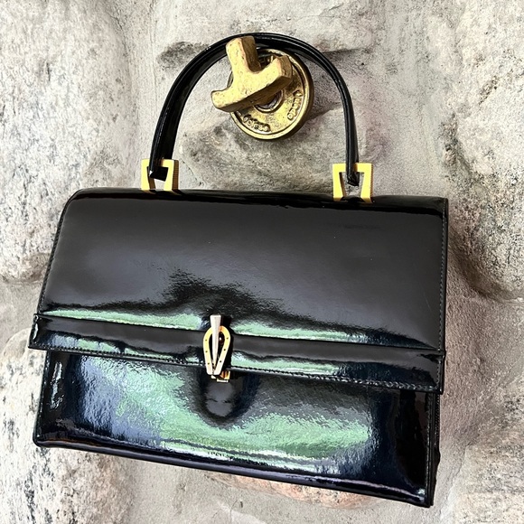 Vintage 1960s classic / mid central modern patent leather box purse - Picture 3 of 11